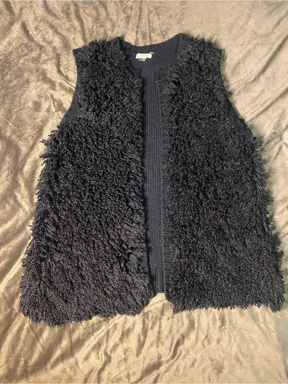 Eyeshadow Kids Black Faux-Sherpa Vest - Fluffy Open-Front Layer